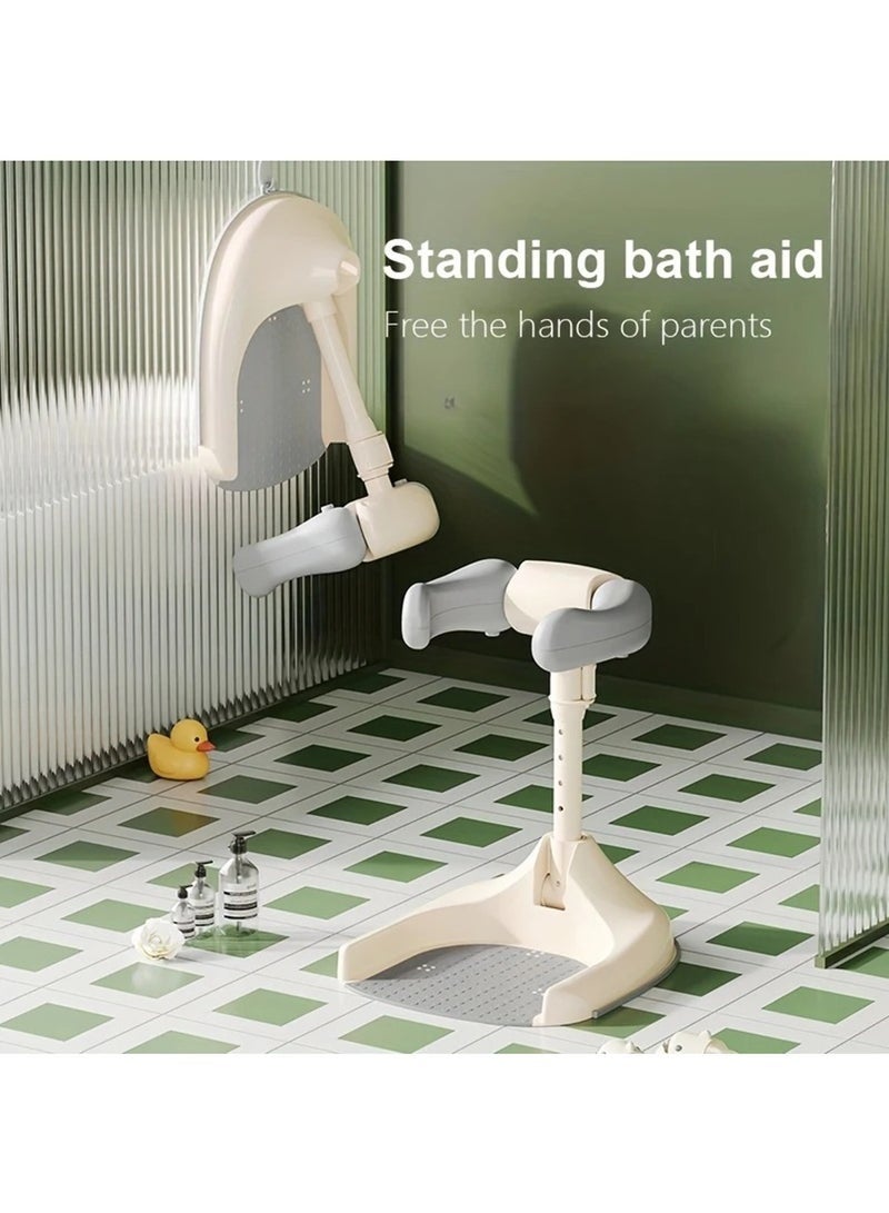 هاي هونور حامل استحمام للأطفال، قابل للطي والتعديل بخمسة مستويات، مقعد استحمام مُحسّن للأطفال من عمر 6 أشهر فما فوق، مانع للانزلاق | سهل التنظيف | مناسب للسفر (رمادي) - Image 4